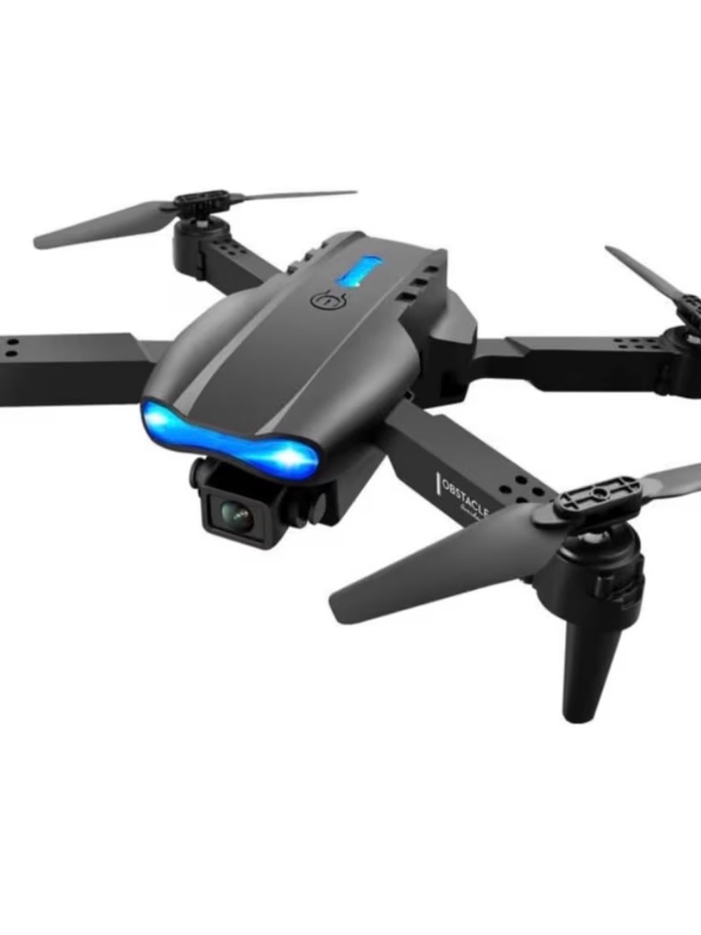 Black Foldable Camera Drone with Blue LED - High-Stability Quadcopter